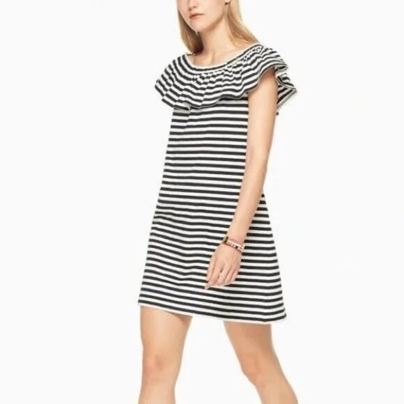 KATE SPADE Broome Street Striped Off the Shoulder Dress Sz S NEW w/o tags - Picture 1 of 5